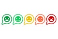 Feedback rating scale of red, orange, yellow and green emoticons