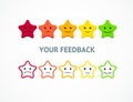 Feedback or Rating Stars from Positive to Negative Emoticon. Vector Royalty Free Stock Photo