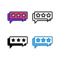 feedback review icon in 4 style flat, line, glyph and duotone