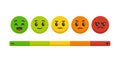 Feedback scale. Rating satisfaction, colored emotional balls set. Excellent, good and normal, bad and awful, customers Royalty Free Stock Photo