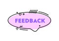 Feedback Social Media Banner with Pink Linear Speech Bubble and Violet Typography Isolated on White Background