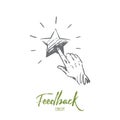 Feedback, star, service, quality, mark concept. Hand drawn isolated vector.