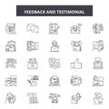 Feedback testimonial line icons, signs, vector set, outline illustration concept