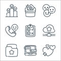 Feedback and testimonials line icons. linear set. quality vector line set such as love, comment, folder, rating, review, good