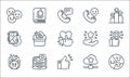 Feedback and testimonials line icons. linear set. quality vector line set such as pie chart, like, angry, rating, feedback, review