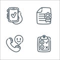 feedback and testimonials line icons. linear set. quality vector line set such as review, good review, top rated