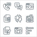 feedback and testimonials line icons. linear set. quality vector line set such as review, rating, review, feedback, feedback, top