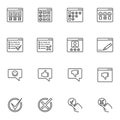 Feedback, testimonials line icons set