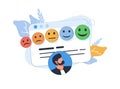 Feedback ui element with happy customer face. Rating, grading, evaluation and user experience result. Thin line vector