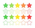 Feedback vector concept. Star Rank, level of satisfaction rating. Excellent, good, normal, bad awful. Feedback in form
