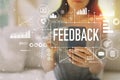 Feedback with woman using a smartphone Royalty Free Stock Photo