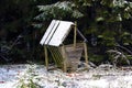 Feeder in the forest for wild animals Royalty Free Stock Photo