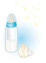 Feeding-bottle and nipples Royalty Free Stock Photo