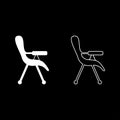 Feeding chair icon outline set white color vector illustration flat style image Royalty Free Stock Photo