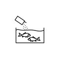 feeding fish in an aquarium icon. Element of fishing industry icon for mobile concept and web apps. Thin line feeding fish in an a