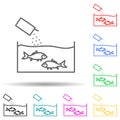 feeding fish in an aquarium multi color style icon. Simple thin line, outline vector of fish production icons for ui and ux,