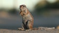 Feeding ground squirrel - Kalahari desert