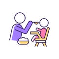 Feeding in highchair RGB color icon