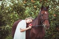 Feeding a horse Royalty Free Stock Photo