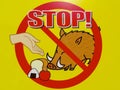 Feeding prohibition sign of wild boars in Japan