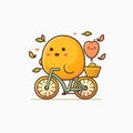 Happy Cute Character Ride a Bike, Kawaii, Sticker, Generative AI