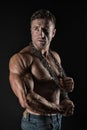 Feeling athletic and strong. Athletic man on black background. Muscular athlete with athletic frame. Sexy sportsman with Royalty Free Stock Photo