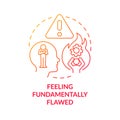 Feeling fundamentally flawed red gradient concept icon