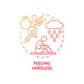 Feeling hopeless red gradient concept icon