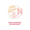 Feeling hopeless and worthless concept icon