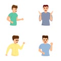 Feeling irritation icons set cartoon vector. Emotional people in rage