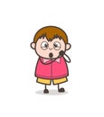 Feeling Lovely Face Expression - Cute Cartoon Fat Kid Illustration