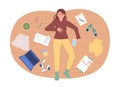 Feeling overwhelmed with clutter flat concept vector spot illustration