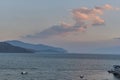 The feeling of a peaceful evening with fishing boats moored