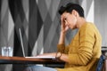 Feeling the pressure. an attractive young businesswoman looking stressed out while working in her office. Royalty Free Stock Photo