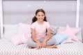 Feeling relaxed in pajamas. Little child wear pajamas to bed. Sleepwear and pajamas for kids. Home clothing. Nightwear