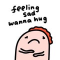 Feeling sad wanna hug hand drawn vector illustration in cartoon comic style man sad