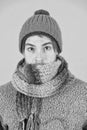 Feeling sick and cold. he caught a cold. male knitwear fashion. men knitted accessory. poor homeless man. frozen man