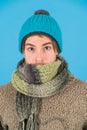 Feeling sick and cold. he caught a cold. male knitwear fashion. men knitted accessory. poor homeless man. frozen man