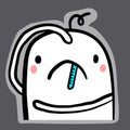 Feeling sick hand drawn sticker illustration emoji in cartoon style