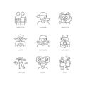 Feelings and emotions pixel perfect linear icons set