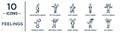 feelings linear icon set. includes thin line disappointed human, hurt human, ecstatic human, emotional amazing sca horrible icons