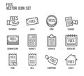Fees payment line vector icon set
