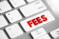 FEES - the price one pays as remuneration for rights or services, text concept button on keyboard Royalty Free Stock Photo