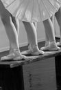 Feet of ballet dancers in fifth positions Royalty Free Stock Photo