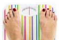 Feet on bathroom scale with clean dial Royalty Free Stock Photo