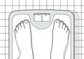 Feet on bathroom scale doodle illustration