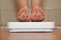 Feet on bathroom scale