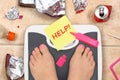 Feet on bathroom scale Royalty Free Stock Photo