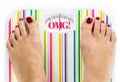 Feet on bathroom scale Royalty Free Stock Photo