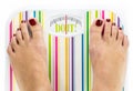 Feet on bathroom scale Royalty Free Stock Photo